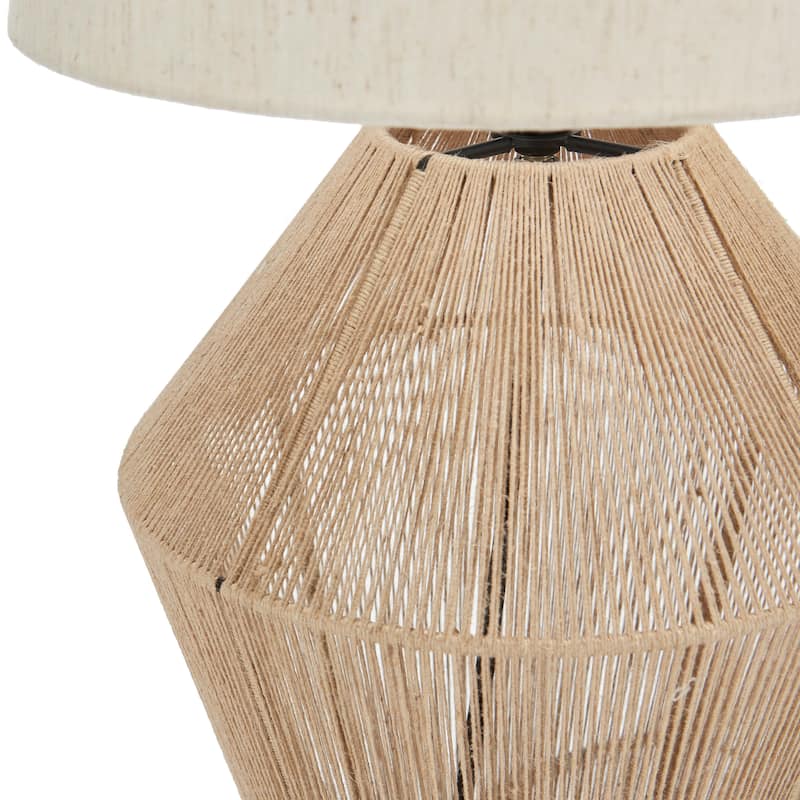 Nourison 23" Coastal Natural Woven Tan Jute Table Lamp