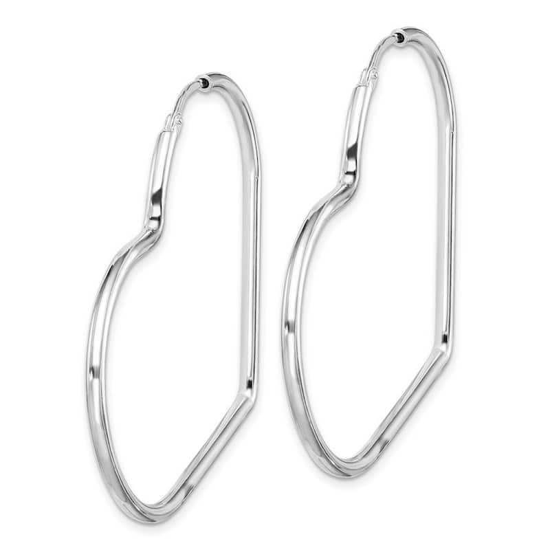 Curata 925 Sterling Silver Rhodium Plated 45x2mm Love Heart Hoop Earrings
