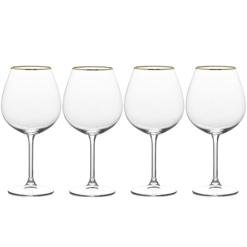 Mikasa Julie Gold Set of 4 Wine Glasses