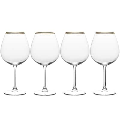 Mikasa Julie Gold Set of 4 Wine Glasses