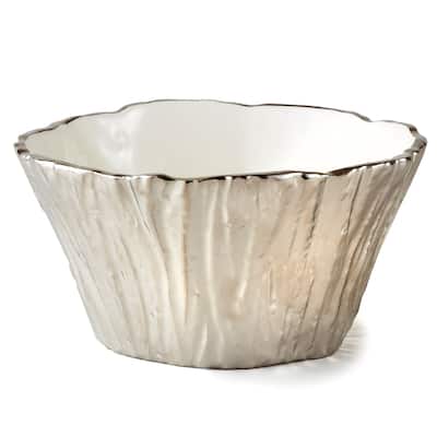 Botanic Collection Titanium Porcelain Tree Bark Bowl 8" Silver