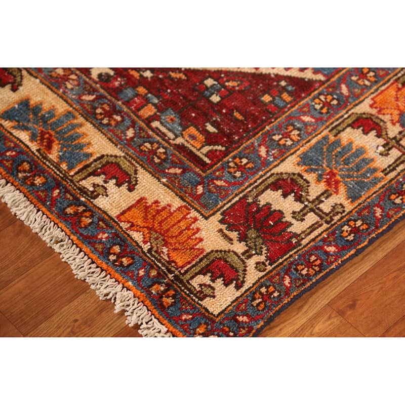Hand Knotted Oriental 100% Wool Carpet Traditional Geometric Red Bakhtiari Area Rug - 9' 6'' X 5' 0''