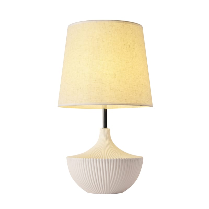 Pasargad Home Jade Ceramic Fluted Base Table Lamp - 15" x 25.6"