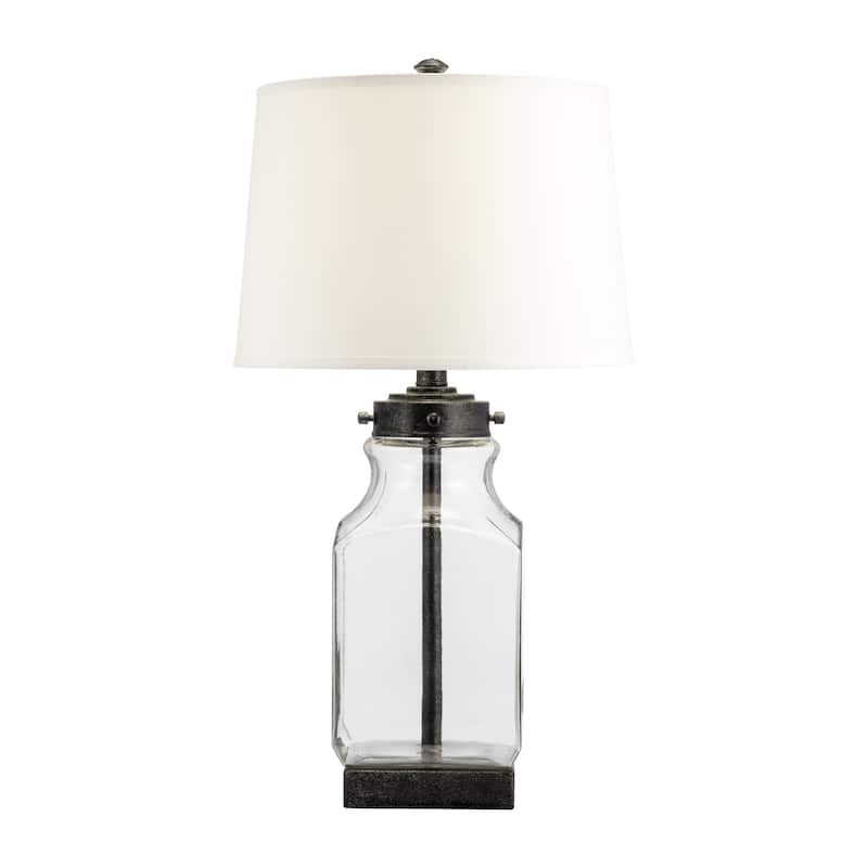 Sagebrook Home 30"H Glass Bottle Table Lamp, Clear/white, Iron, Contemporary Lighting - 16" x 16" x 30"