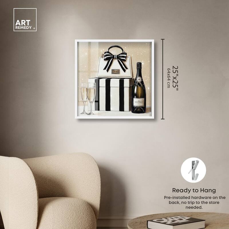 Black and White Striped Glam Shadowbox by Art Remedy