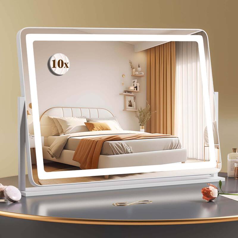 Costway 32" x 22" Large Makeup Mirror with Lights 10X Magnify Mirror - See Details