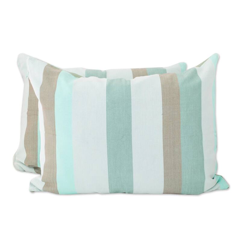 Handmade Cotton Summer Dusk Set of Two Cushion Covers (Guatemala) - Solid