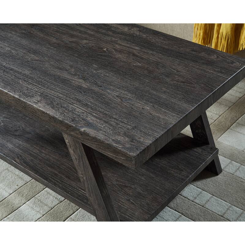 Modern Storage 3-Piece Coffee Table Set with Shelf and Wide-angled Legs for Living Room