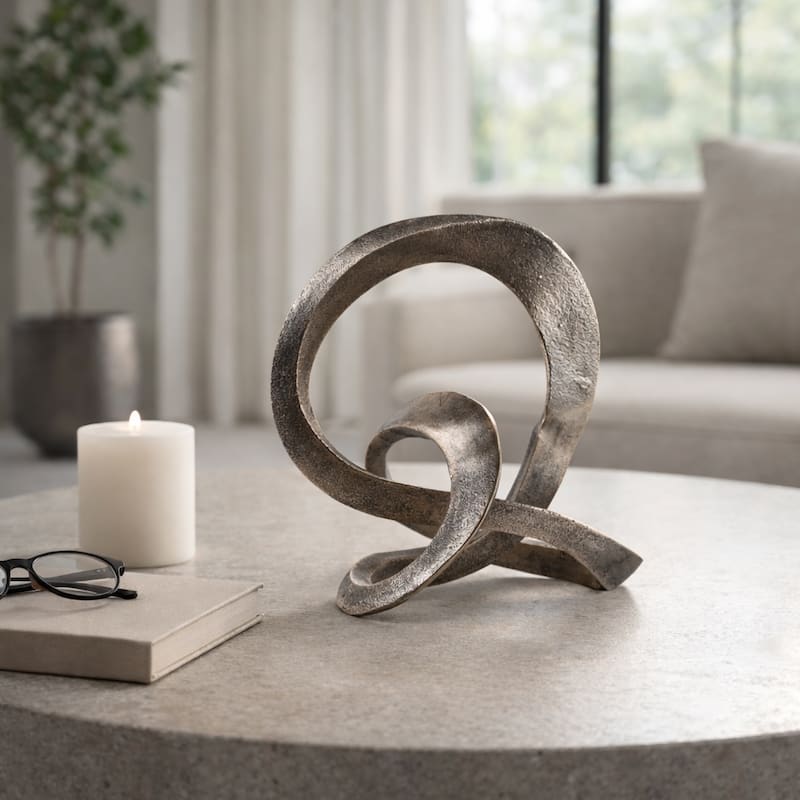 Twisted Knot Decorative Object Sculpture - Abstract Figurine Statue - 10.5"