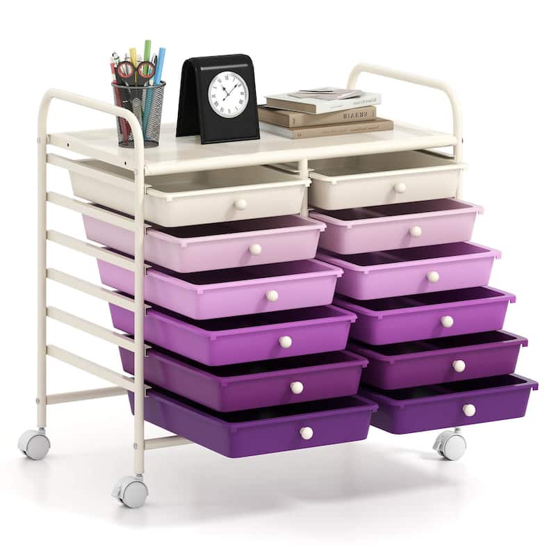 Costway 12 Drawers Rolling Cart Storage Scrapbook Paper Studio - See Details