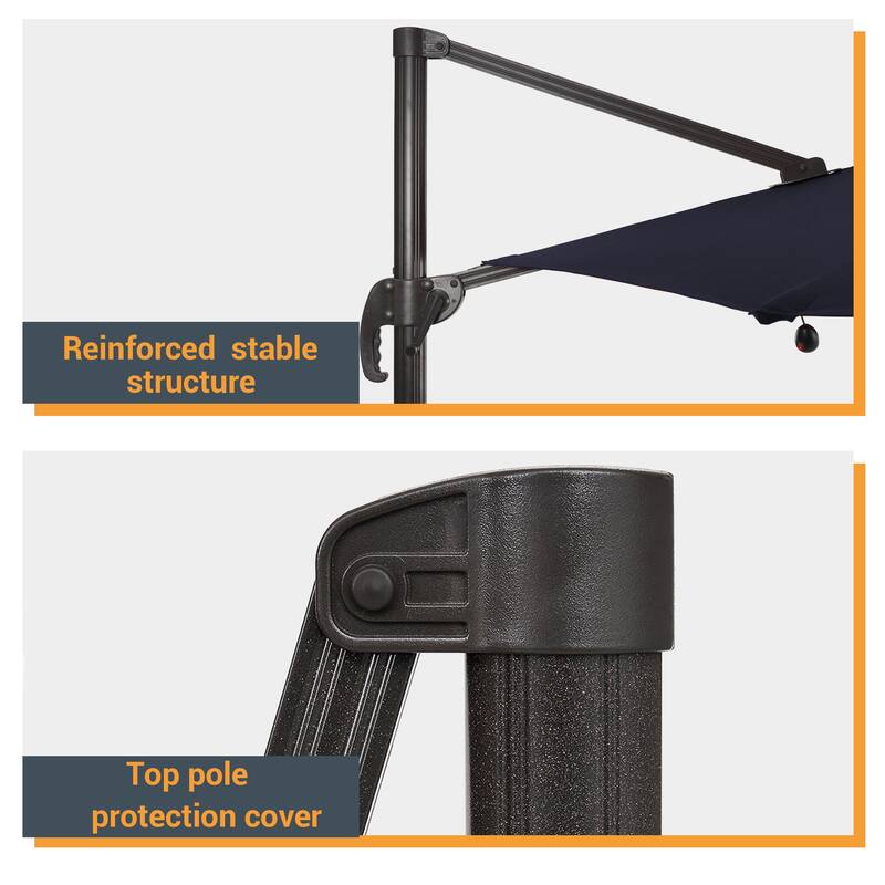 LIVOOSUN Aluminum 10x8FT LED Rectangular Cantilever Patio Umbrella