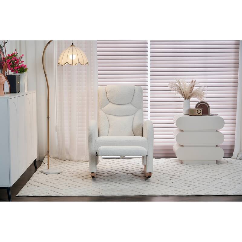 Fabric Upholstered Nursery Rocking Chair with Adjustable Footrest