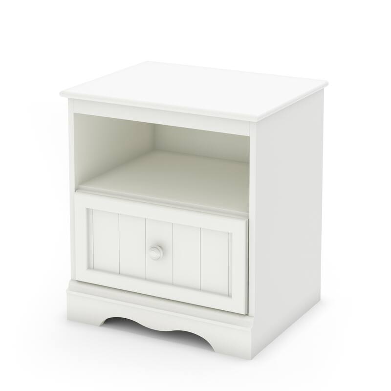 Nightstand with Drawer - 17.25"L x 19.5"W x 22.5"H - Classic White Finish - Bedroom Furniture