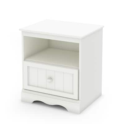 Nightstand with Drawer - 17.25"L x 19.5"W x 22.5"H - Classic White Finish - Bedroom Furniture