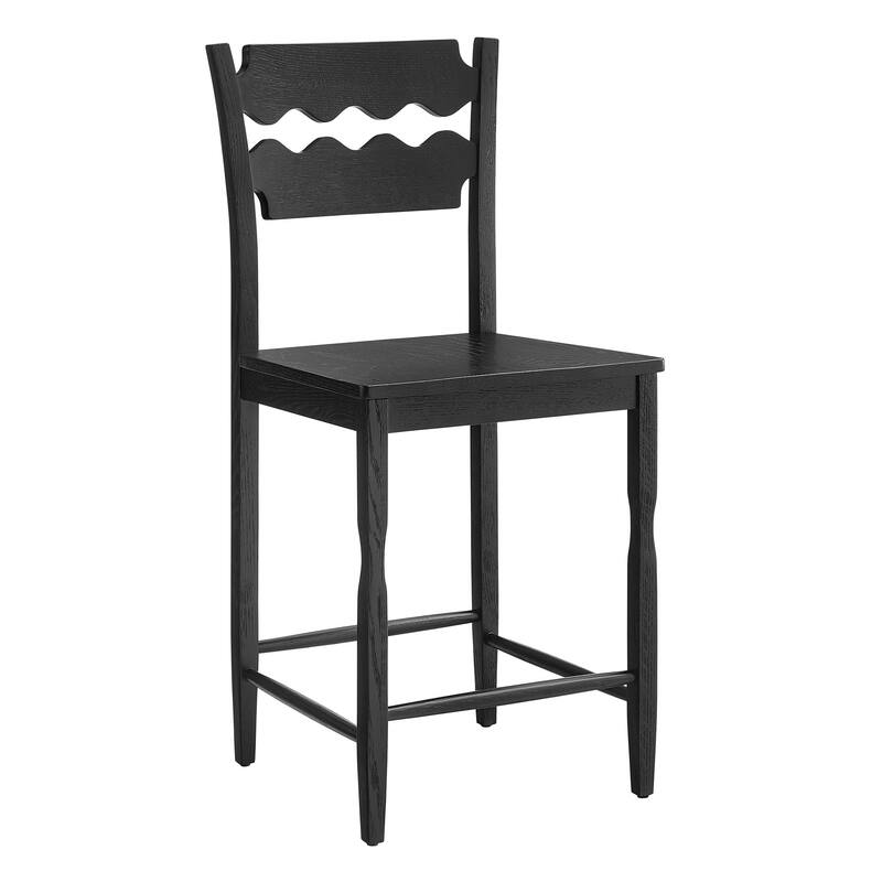 Jax Oak Wood Counter Stool With Wavy Razor Back