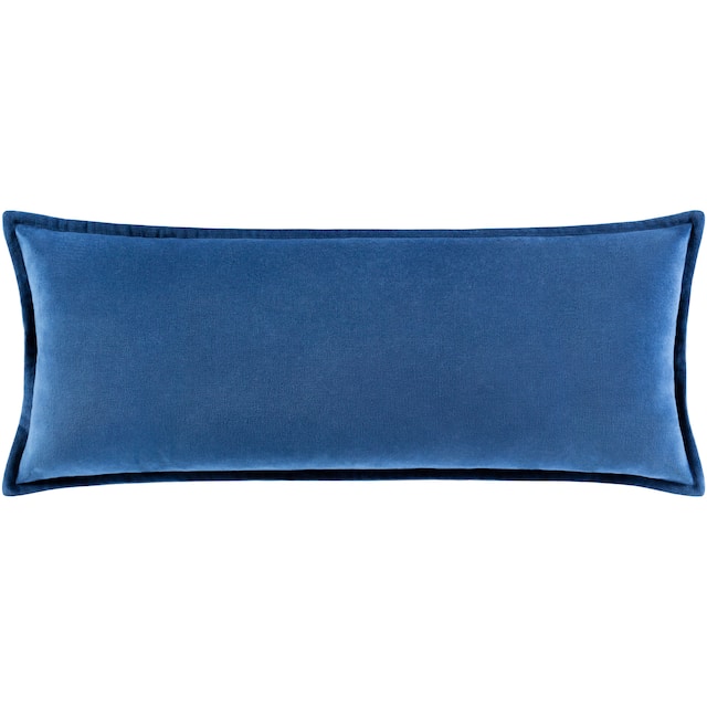Vianne Solid Cotton Velvet 30-inch Lumbar Throw Pillow - 12"x30" Cover Only - Blue