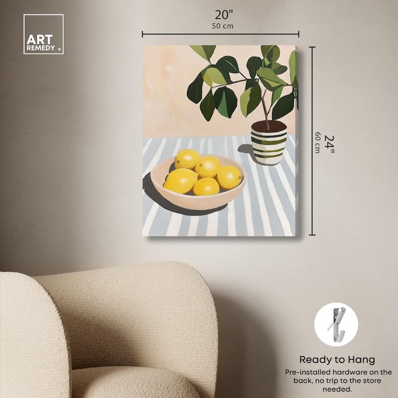 Lemon with Green Canvas by Art Remedy, Gallery Wrapped