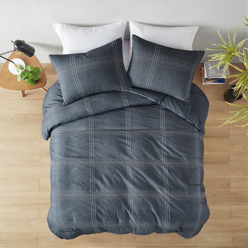Croscill Casual Anders Charcoal 3 Piece Duvet Set - Charcoal - Full - Queen
