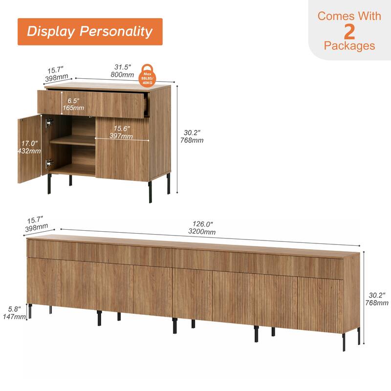 Modern Wood 31.5" Dresser With Reeded Design, Minimalist Dresser Organizer Storage