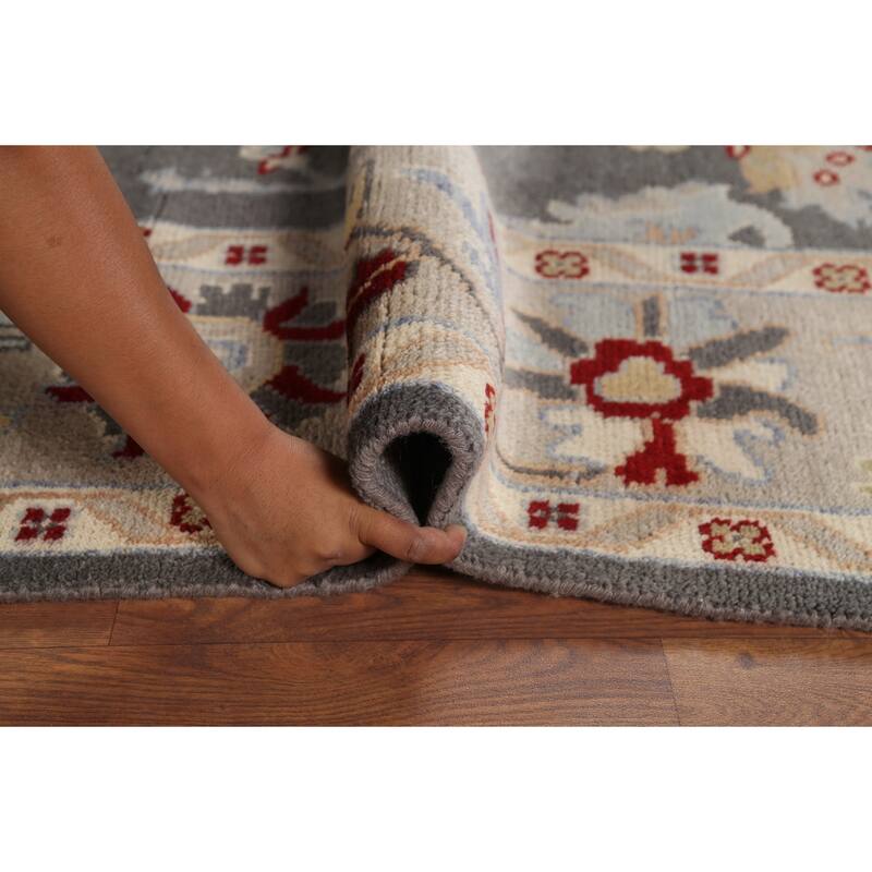 Gray Oushak Indian Rug Hand-Knotted Transitional Wool Carpet - 8'1"x 9'10"