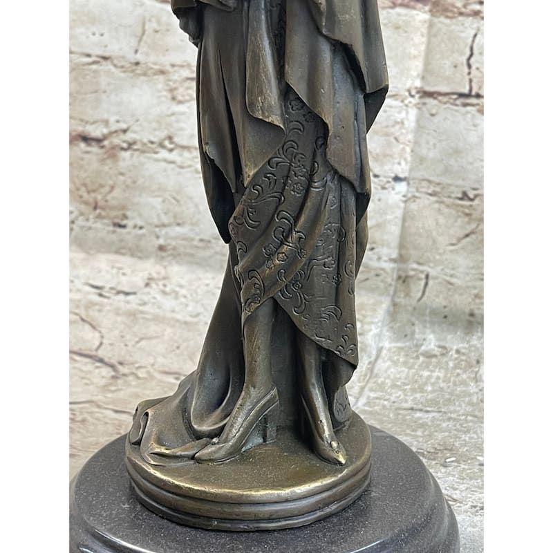 Signed Original Kin 1920 Art Deco Style Woman Bronze Sculpture Figurine