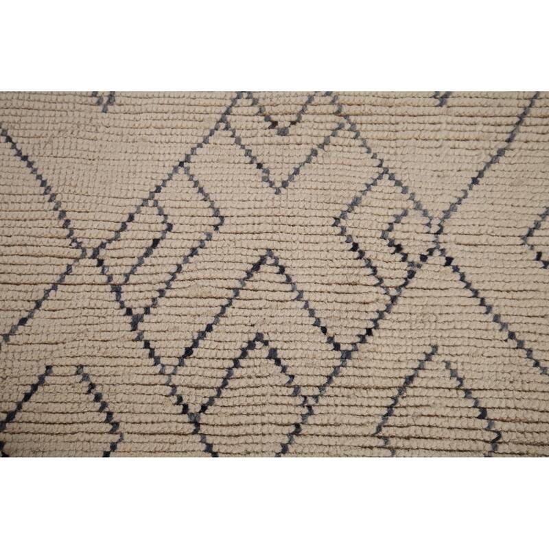 Earth Tone Moroccan Area Rug Handmade Wool Carpet - 6'11"x 10'7"
