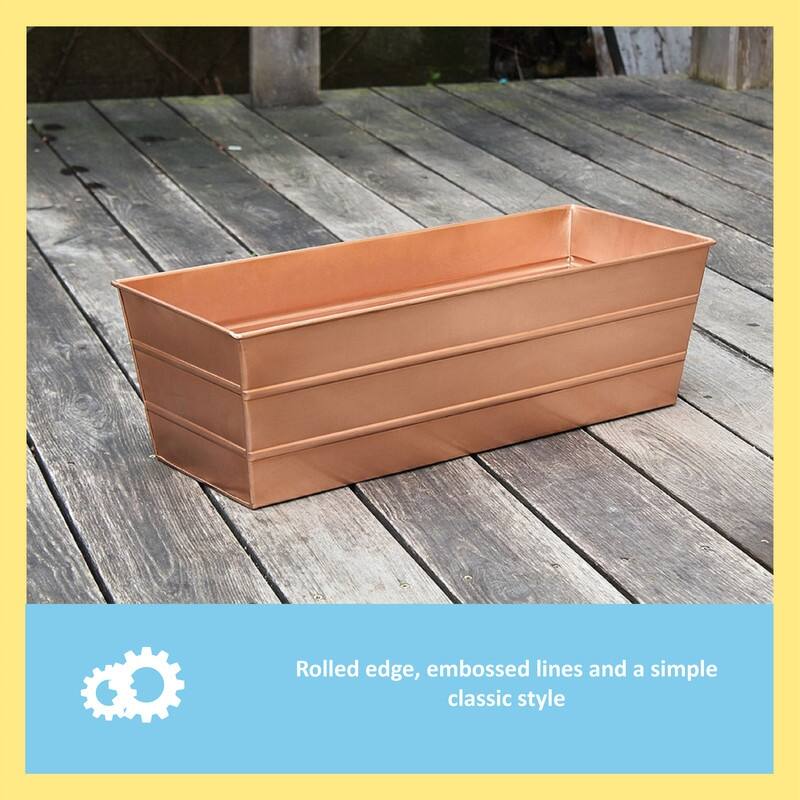 Achla Designs Medium Galvanized Steel Flower Box Planter, 24 Inch Wide
