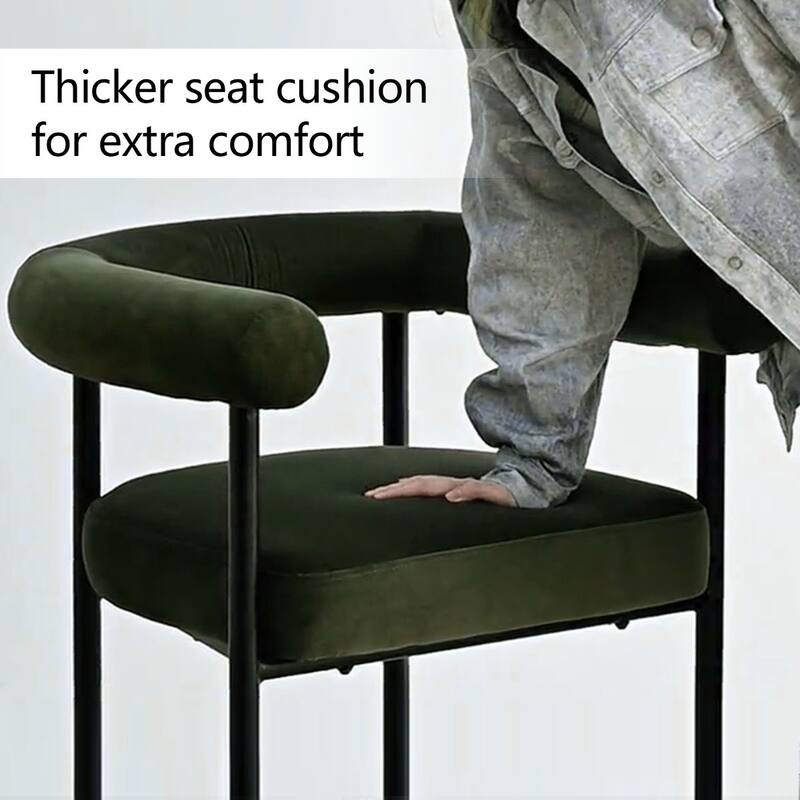 Modern 24" Upholstered Velvet Solid Back Counter Stool with Arms