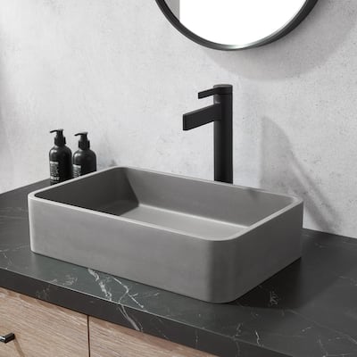 Vinnova Avila Grey Concrete Rectangular Vessel Bathroom Sink - 19.7"L×12.8"W×4.7"H