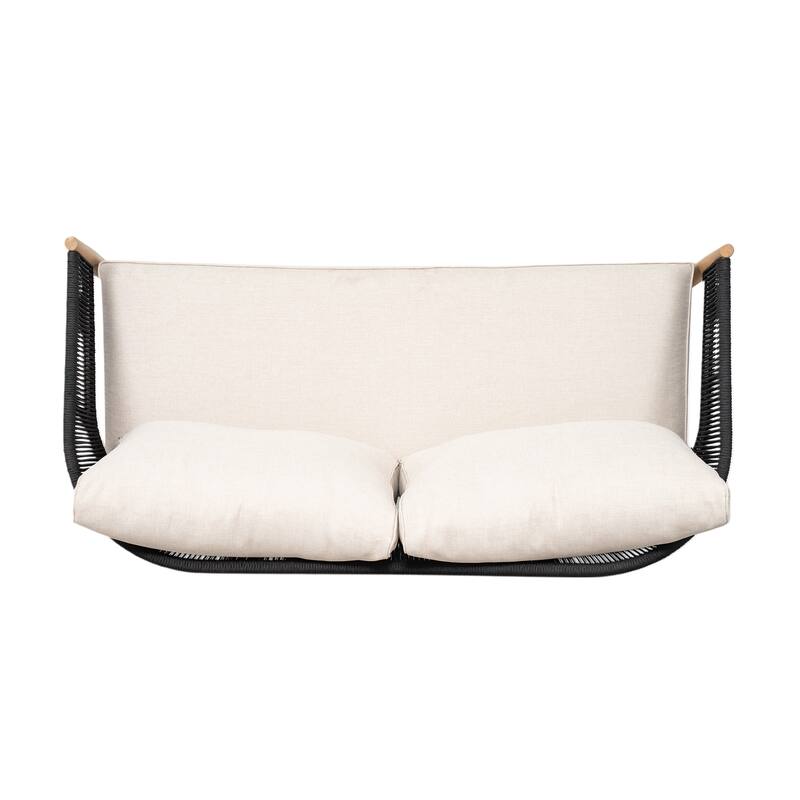 Roomfitters Verona Outdoor Acacia Wood Loveseat with Rope Detail