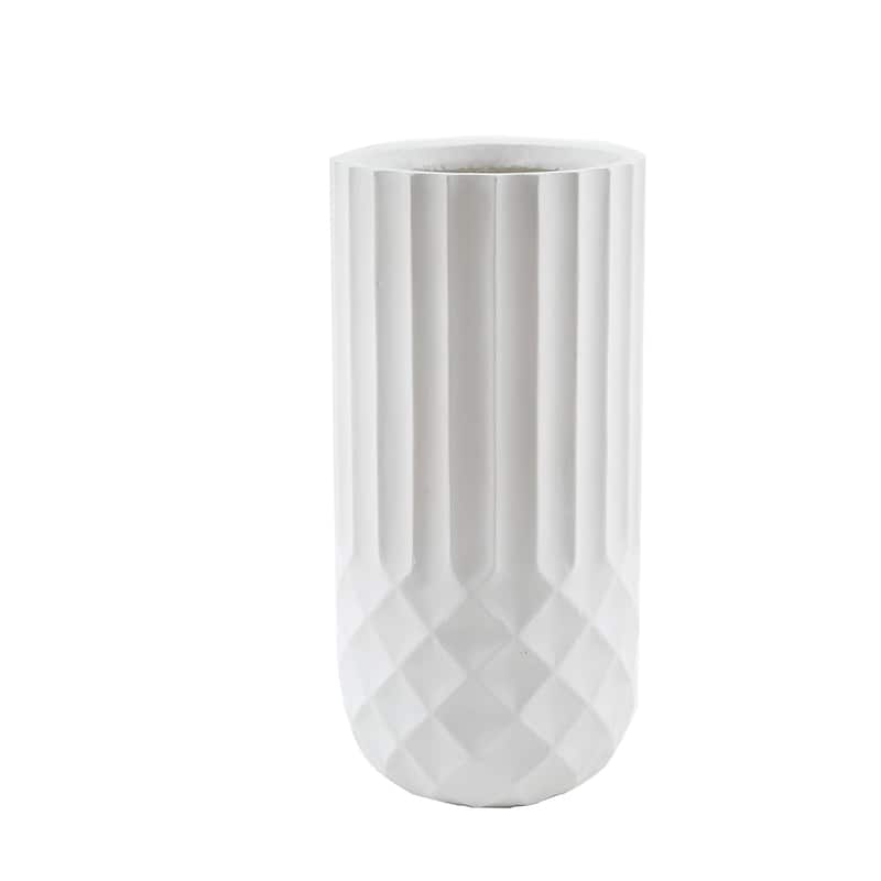 White MgO Tall Round Planter, Indoor and Outdoor