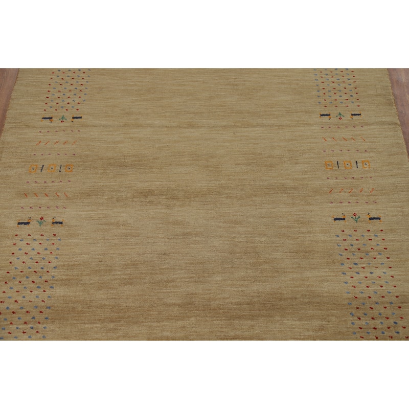 Hand Knotted Oriental 100% Wool Carpet Tribal Tribal Brown Gabbeh Area Rug - 7' 8'' X 4' 11''