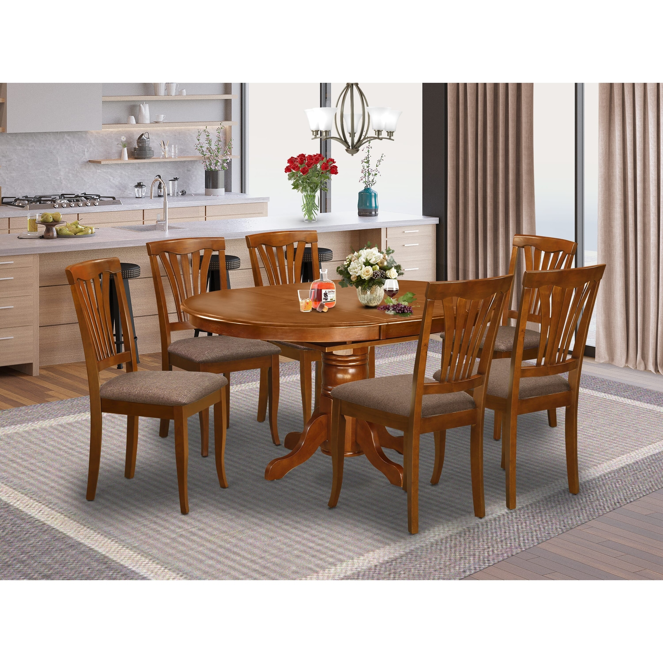 Modern oval dining table set for 6 sales