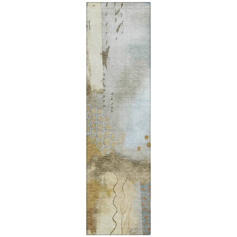 Machine Washable Indoor/Outdoor Modern Abstract Chantille Rug