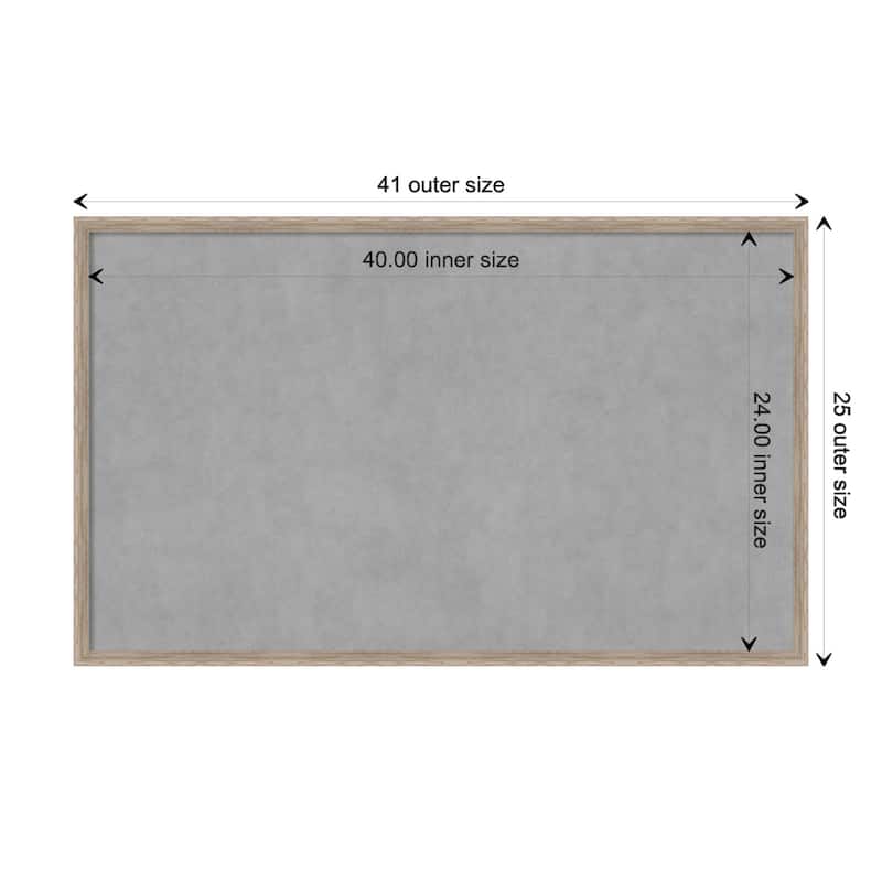 Amanti Art Hardwood Wedge White Wash Framed Magnetic Board - Board Size 40x24