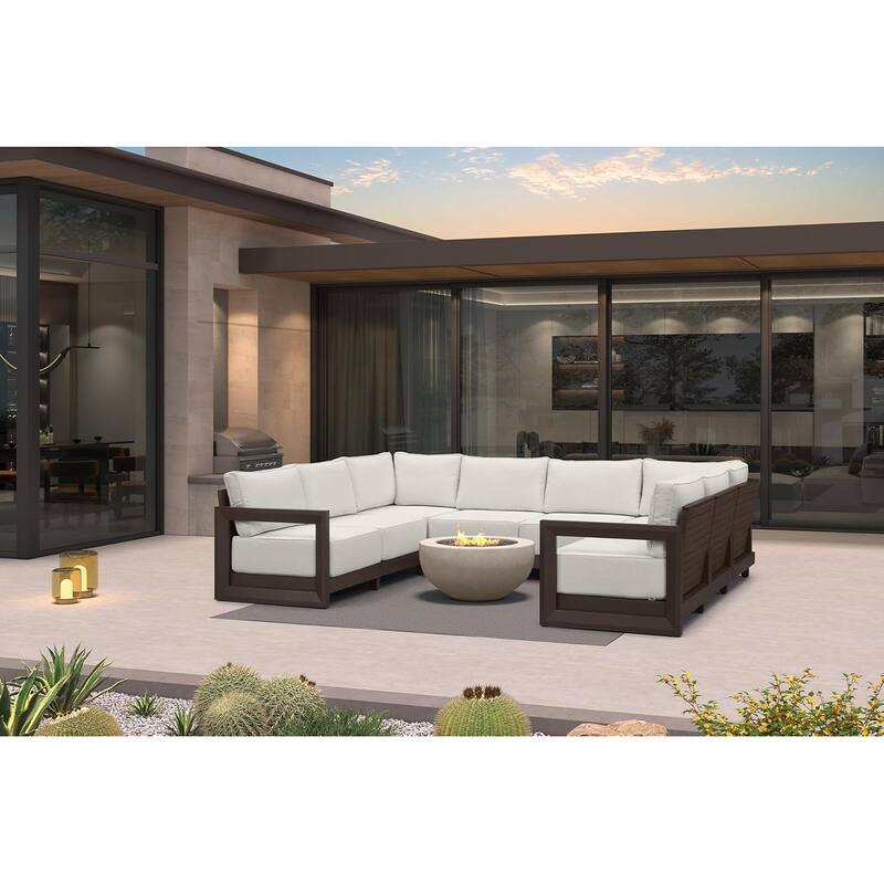 PURPLE LEAF Caesar white Sofas Sectionals 4-18 Piece with 9.6" Thick Cushion for Yard Porch Deck Outdoor Patio Conversation Sets - 8 Seats - U-shaped