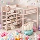 preview thumbnail 2 of 7, Modern Full Size Loft Bed with 4-Tier Shelves and Storage and 4-step Ladder for Bedroom