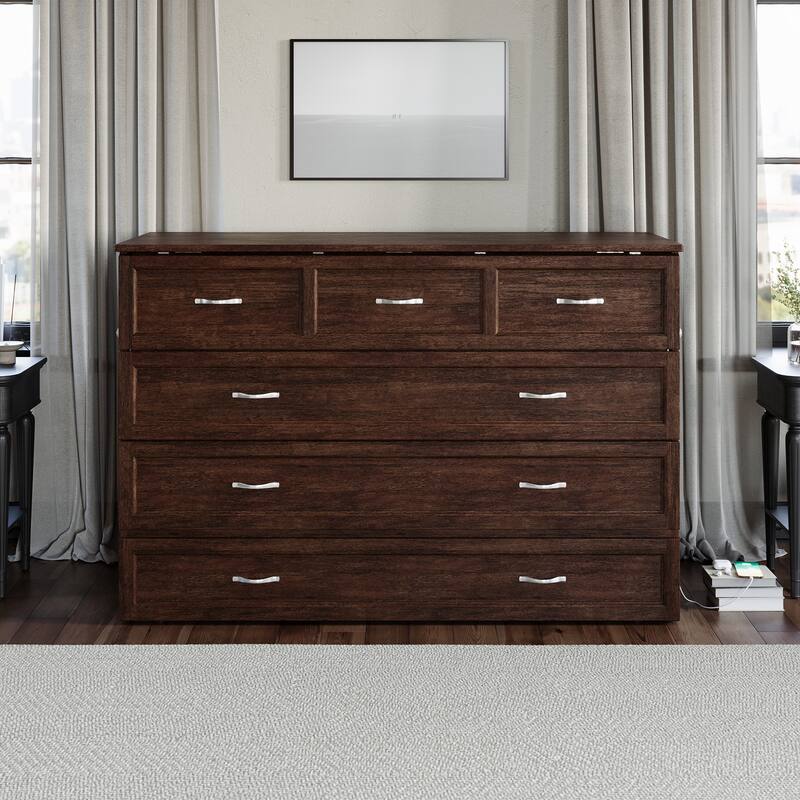 AFI Northfield Murphy Bed Chest with 6" Mattress, Storage Drawer & Built-In Charger