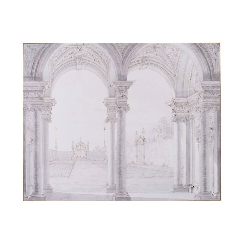 47 x 59 Decorative Wall Art, Rectangular, Historical Architecture, Gray
