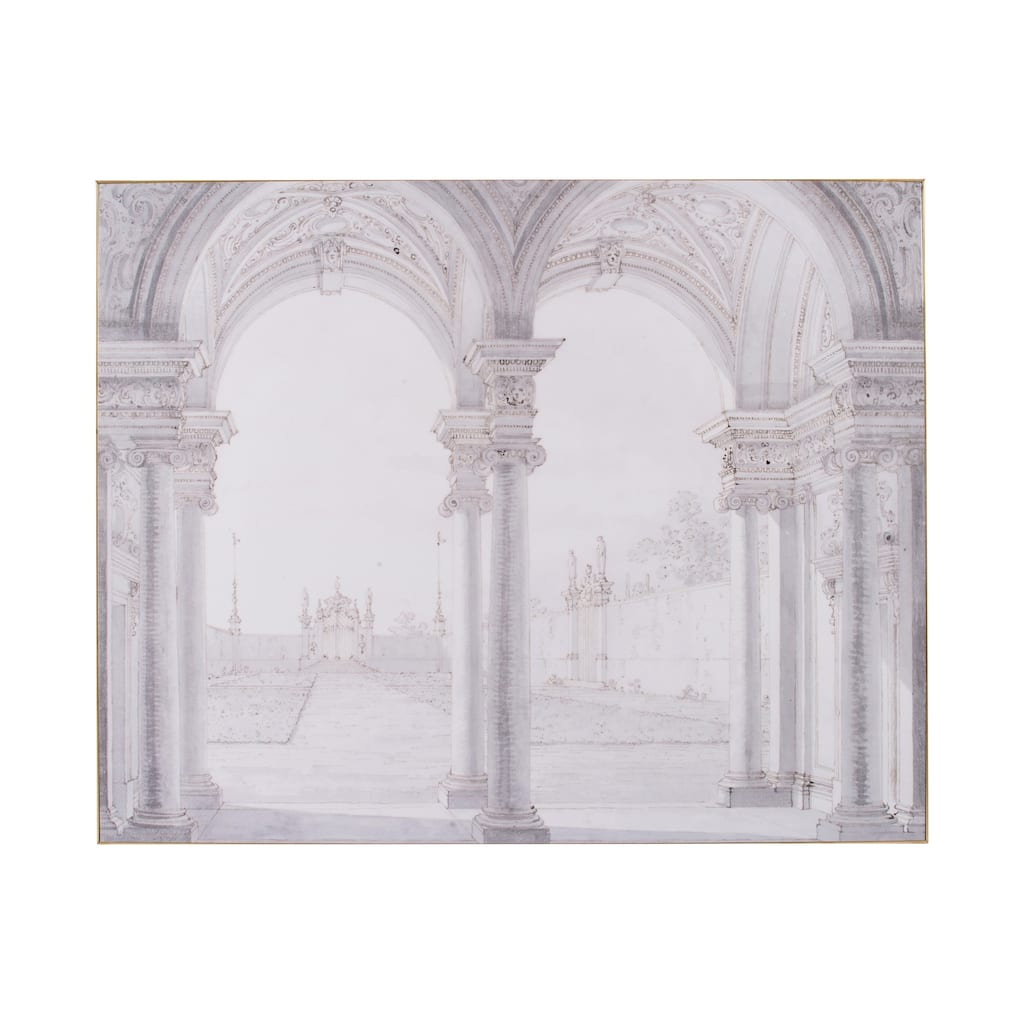 47 x 59 Decorative Wall Art, Rectangular, Historical Architecture, Gray