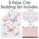 preview thumbnail 2 of 4, Sweet Jojo Designs Pink and Purple Shabby Chic Butterfly Girl 3p Nursery Crib Bedding Set Yellow Colorful Pastel Watercolor