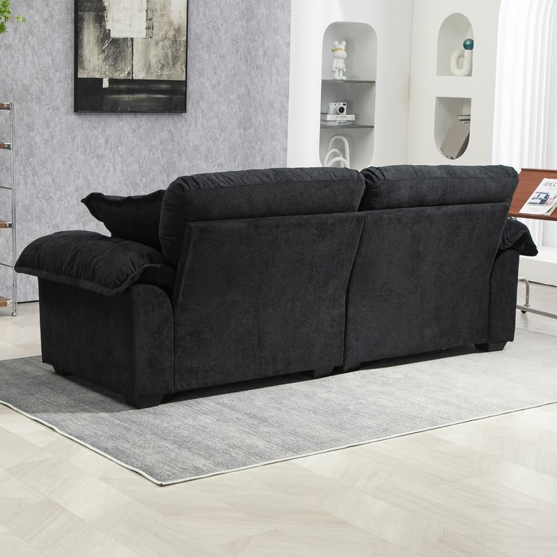 84" Chenille Loveseat Sofa with Memory Foam&Pocket Springs, Deep Seat Couch with 2 Throw Pillows