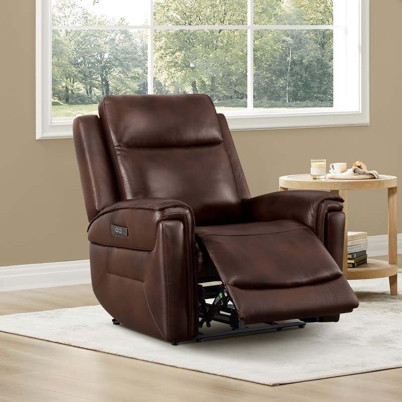 Spruce & Spring Dual Motors Genuine Leather Zero Gravity Recliner with Power Headrest - Cognac