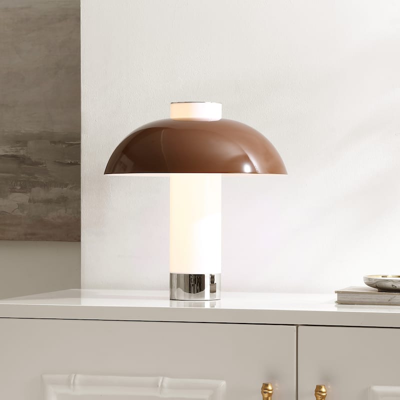 SAFAVIEH Lighting Nora, 15 Inch, Coffee/White, Metal/Acrylic Table Lamp - 14"W x 14"D x 15"H