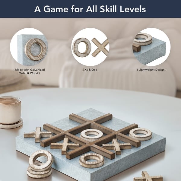 Gioco di marmo Noughts and Crosses con tavola in legno | Tic Tac Toe strategia solitario gioco di marmo | include 10 biglie di vetro e tavola di legno | 14 cm