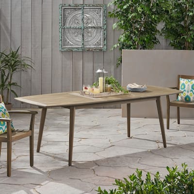 Outdoor Acacia Wood Expandable Dining table, Gray