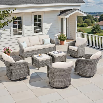Pocassy Outdoor Patio Wicker Sofa Chair Furniture Set
