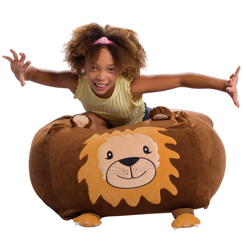 Stuffed Animal Storage Bean Bag Chair Cover only for Kids, Toy Holder