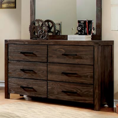 Namp Rustic Brown 58-inch Wide 6-Drawer Wood Dresser by Furniture of America