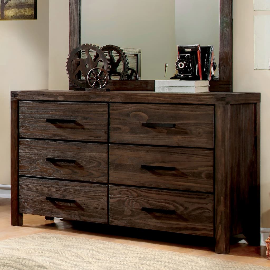 Namp Rustic Brown 58-inch Wide 6-Drawer Wood Dresser by Furniture of America